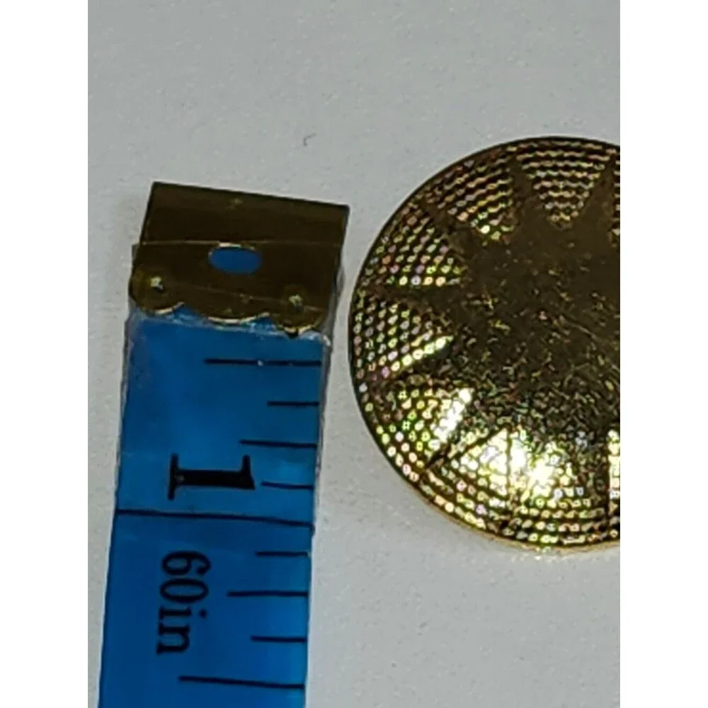 Gold Textured Round Earrings with Sunburst Detail, 1